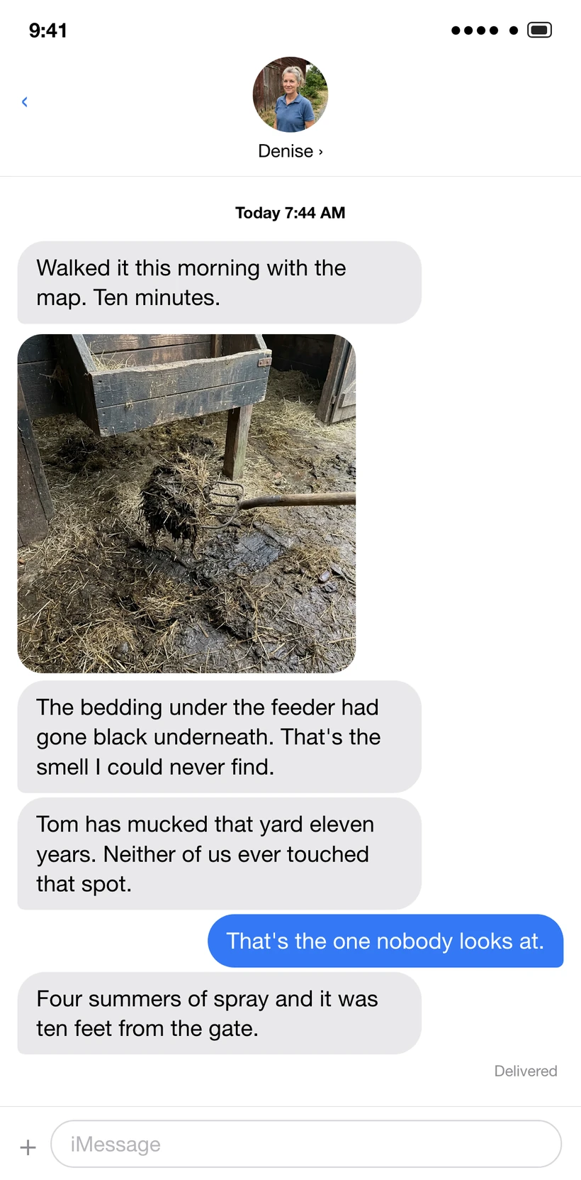 Message thread from a customer