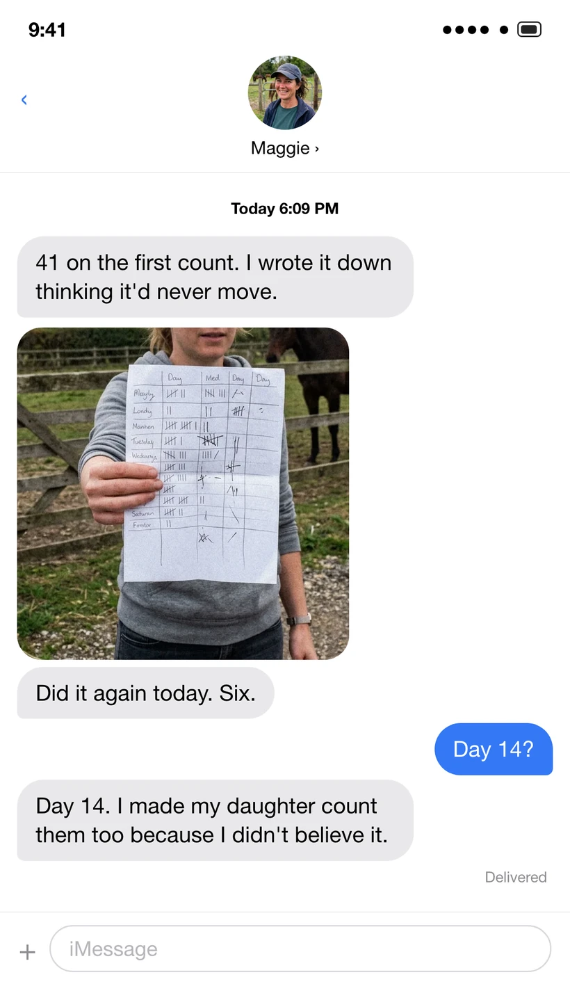 Message thread from a customer